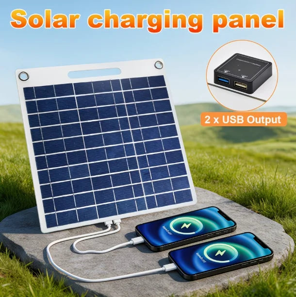 7W Solar Battery Charger Portable double USB-A Solar Panel Emergency Solar Battery Charger for Camping Hiking Doorbell Securit
