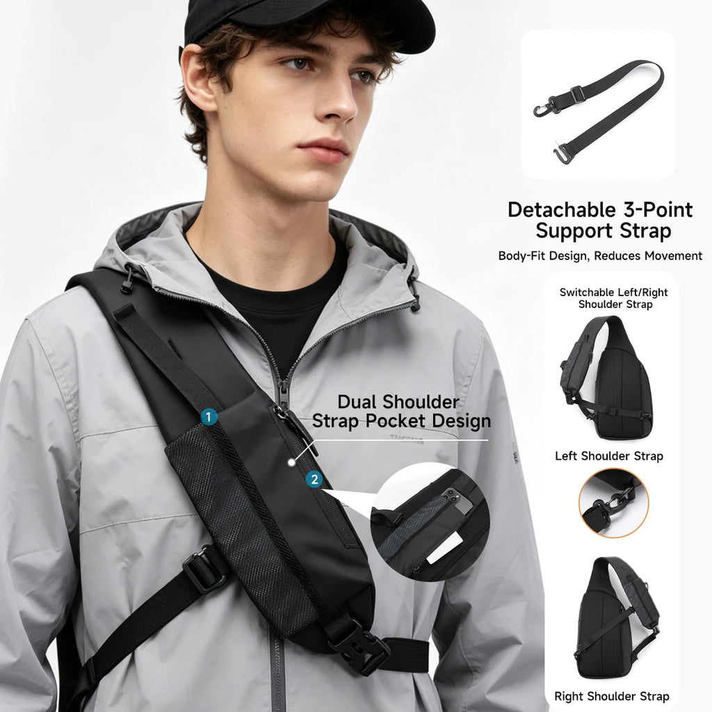 Tigernu Fashion Men's Shoulder Bag Travel Chest Bags for Men Water-Resistant Sling Bag Cross Bag Large Capacity 11 Inch IPad Bag