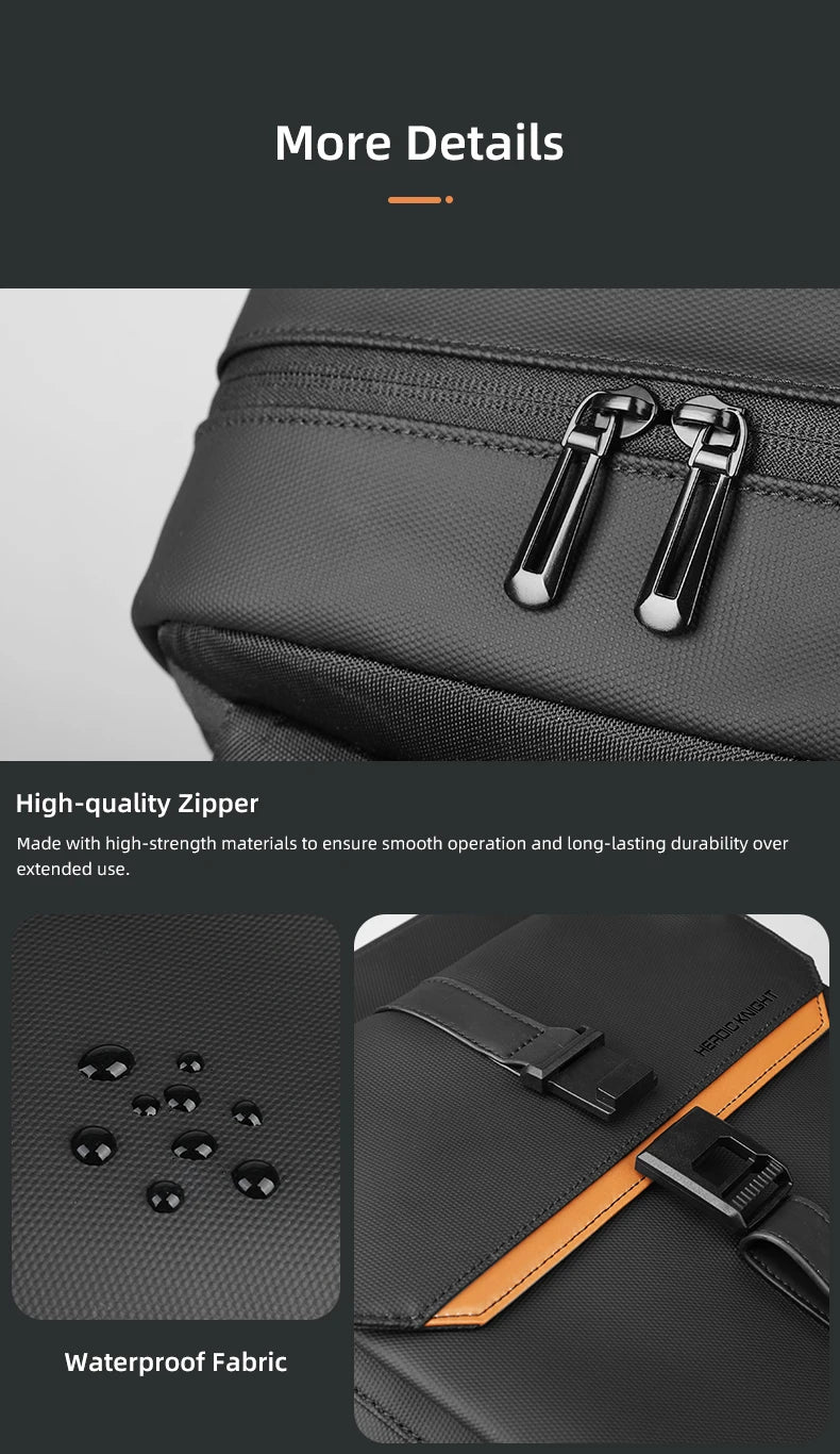 HK Stylish Business Backpack for Men Waterproof 15.6 inch Flap Laptop Backpack Multiple Pockets Casual Daypack for Work School
