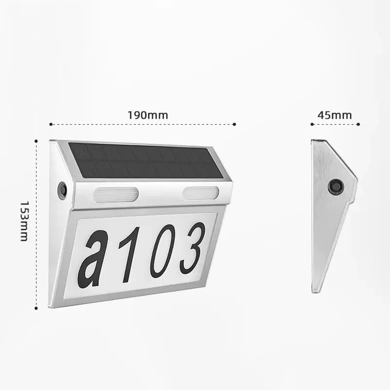 Solar House Number Lights Outdoor Waterproof LED Address Sign Lamp Wireless Sunpower Garden Door Decorative Plaque Wall Light