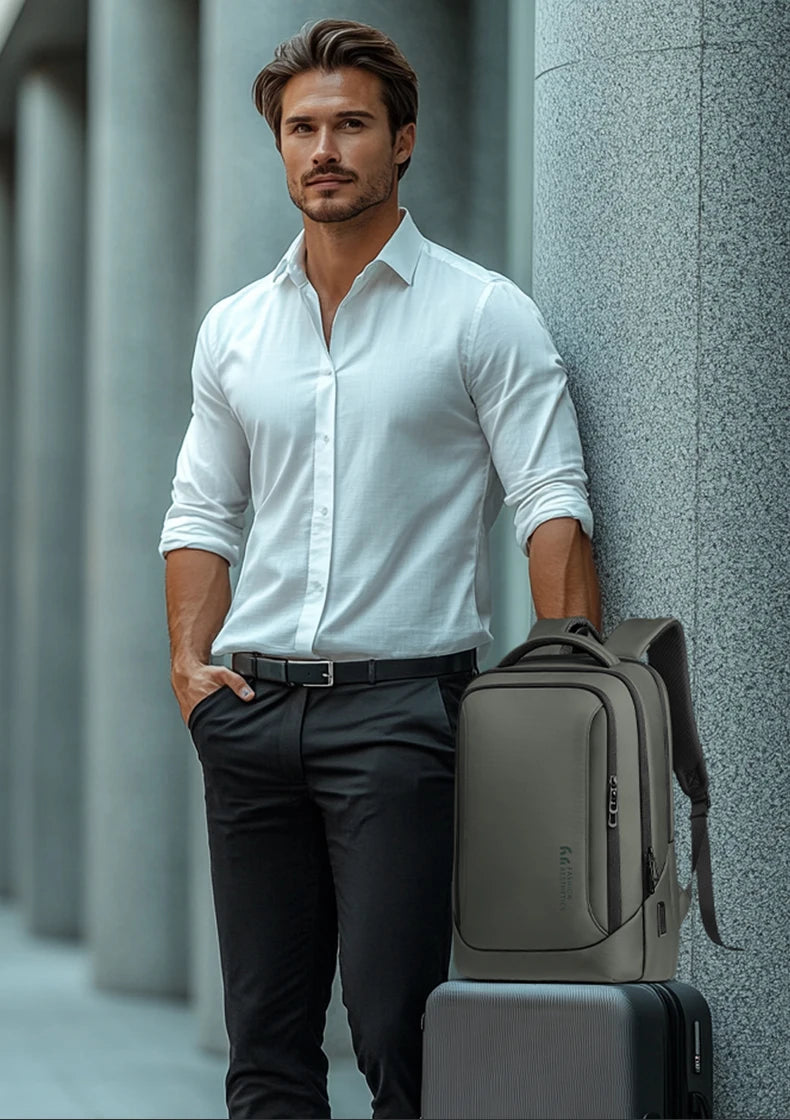 HK Casual Travel Backpack for Men 15.6 inch Laptop Backpack with USB Charging Port Waterproof Daypack Computer Bag for Business