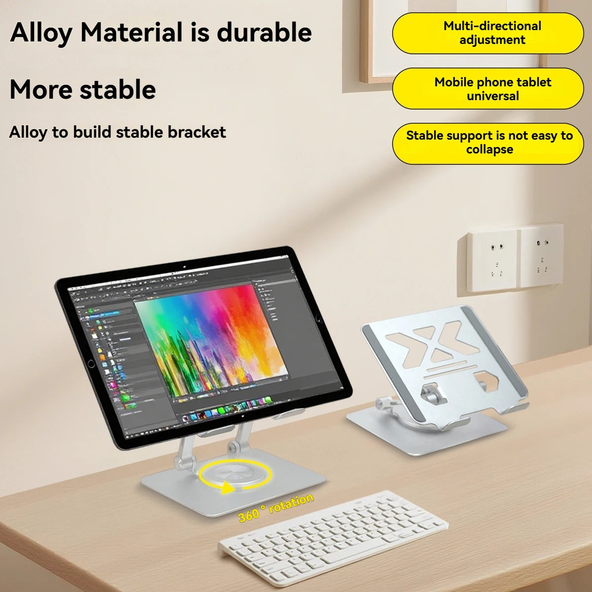 P2029 Tablet Computer Bracket 12.9-inch Aluminum Alloy Metal 360° Rotating Lifting Lazy Desktop Mobile Phone Support Bracket