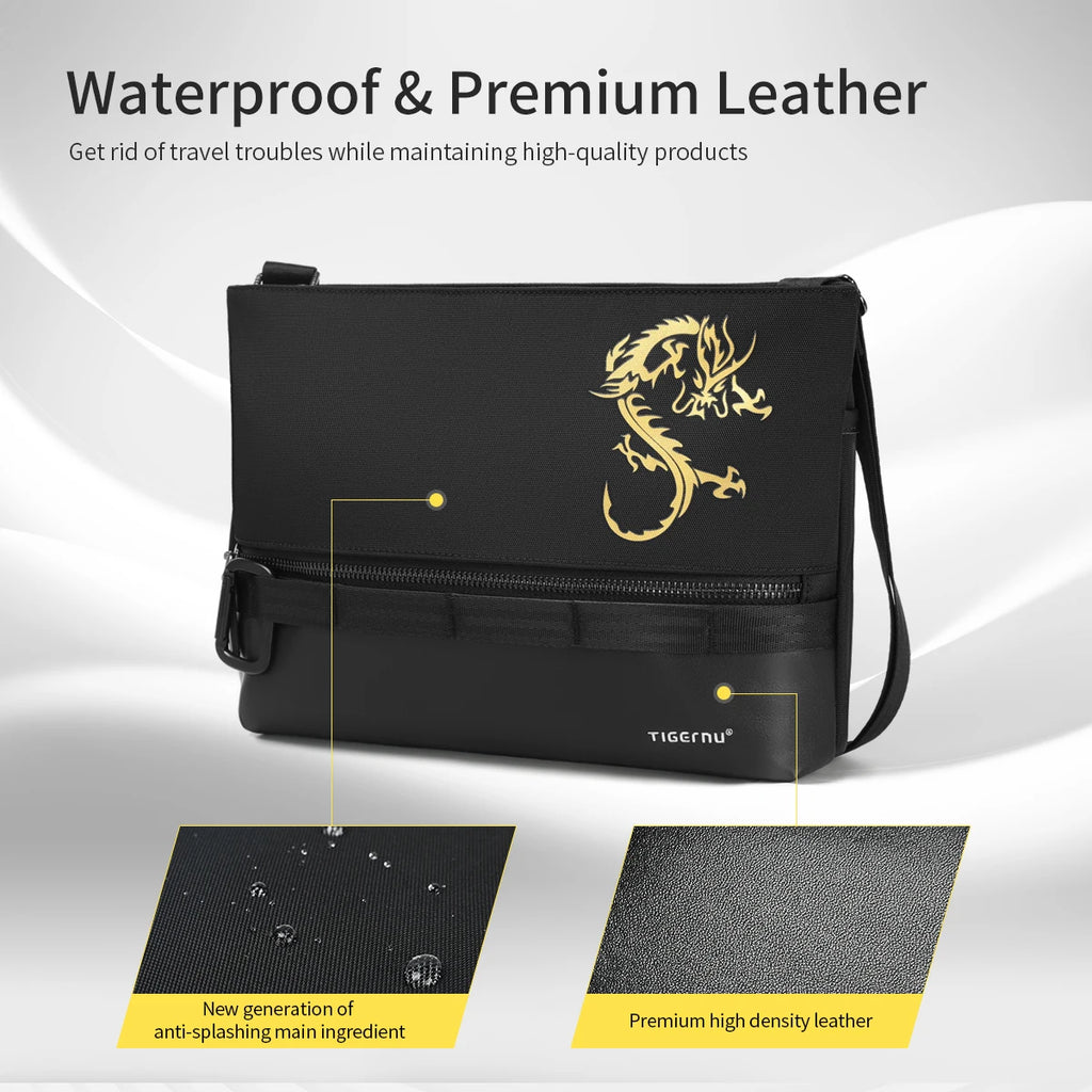 Tigernu Chinese Style Crossbody Bags For Men 9.7inch Tablet Shoulder Bags Mini Light-weight Travel Bags For Men Dragon Series