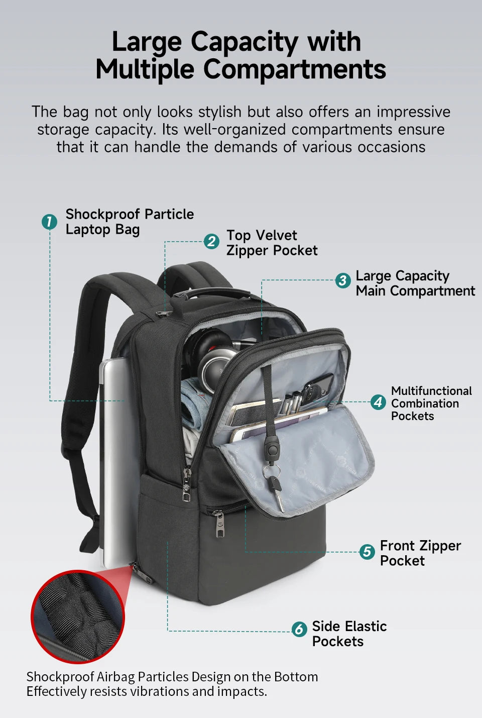 Tigernu Men Expandable Backpack 15.6-19inch Laptop Backpack For Men RFID Anti Theft Bag Travel Bag Schoolbag Cabin Bags Knapsack