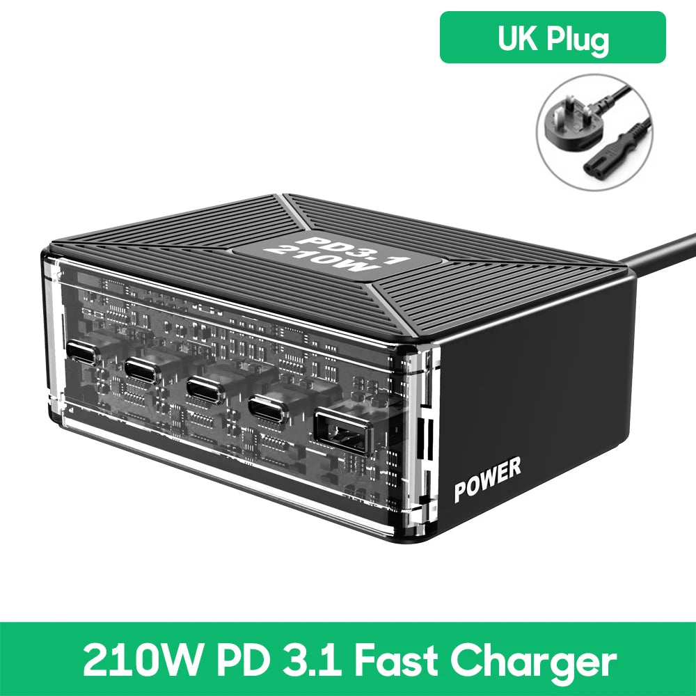 1200W USB C Charger, GaN PD3.1 140W 100W PPS Fast Charging Station Type-C Laptop Power Adapter for MacBook Samsung S25 iPhone 17