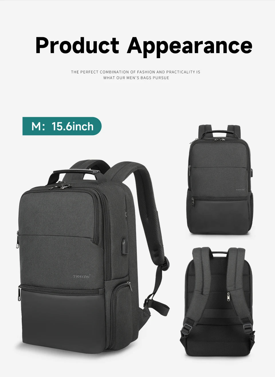 Tigernu Men Expandable Backpack 15.6-19inch Laptop Backpack For Men RFID Anti Theft Bag Travel Bag Schoolbag Cabin Bags Knapsack
