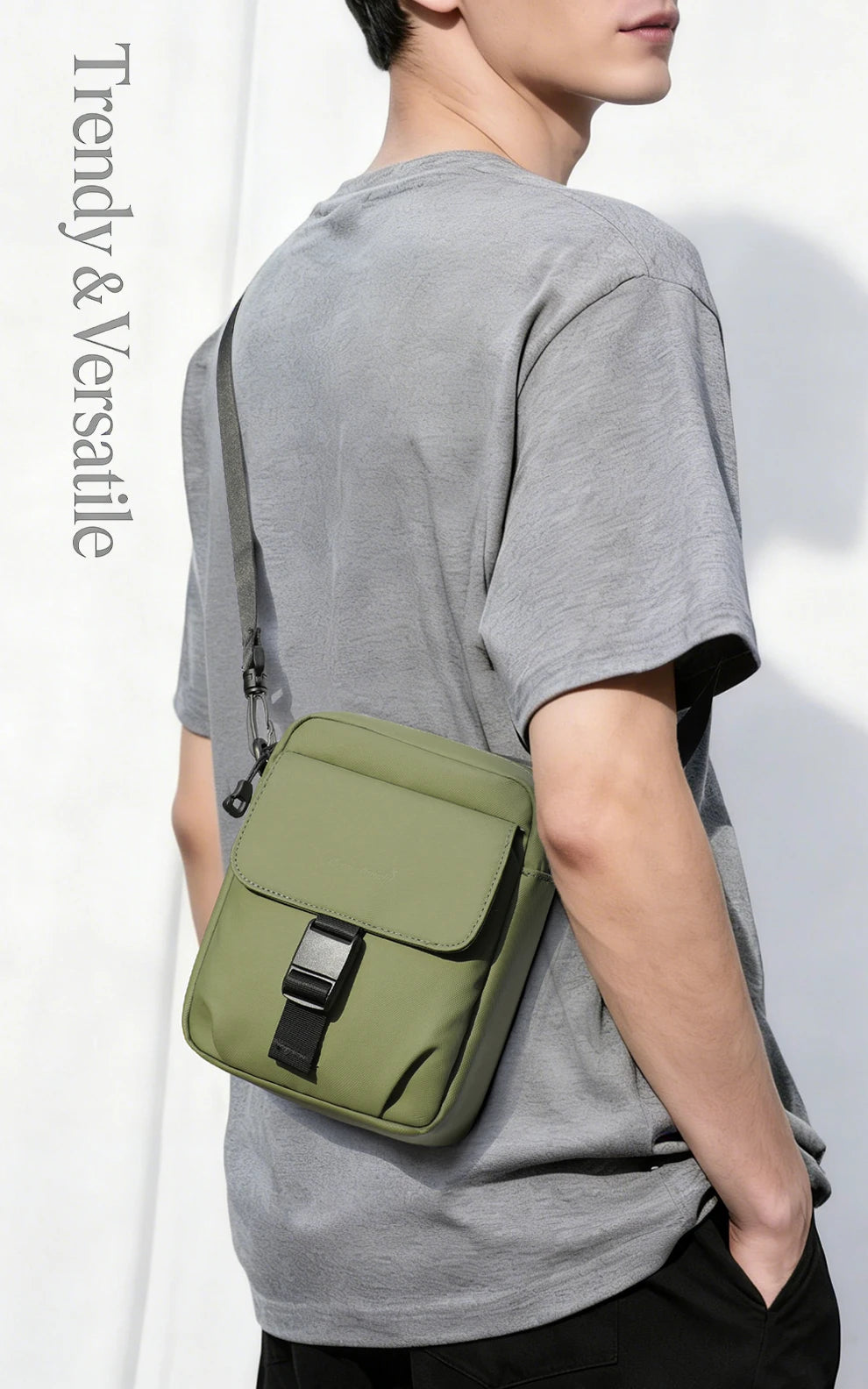 HK Waterproof Crossbody Bags for Men Lightweight Men's Shoulder Bag Mini Phone Pouch Messenger Commuting Bag Sling Packs Satchel