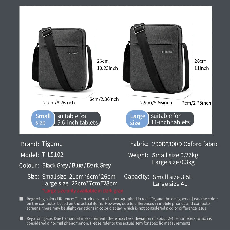 Tigernu HOT SELLING Bags For Men Messenger Bag Casual Shoulder Pack Male Crossbody Bolsa Mini Bag Sling Bags Ipad Travel Package