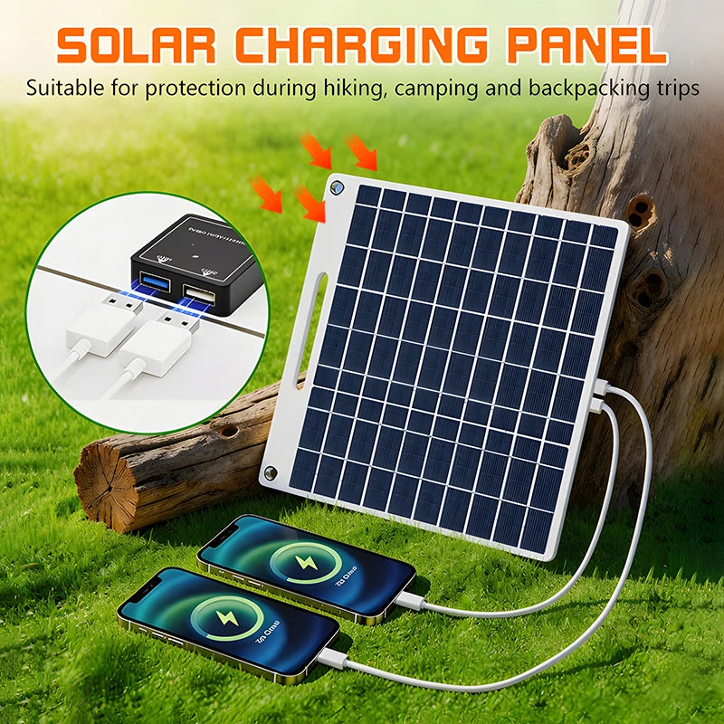 7W Solar Battery Charger Portable double USB-A Solar Panel Emergency Solar Battery Charger for Camping Hiking Doorbell Securit