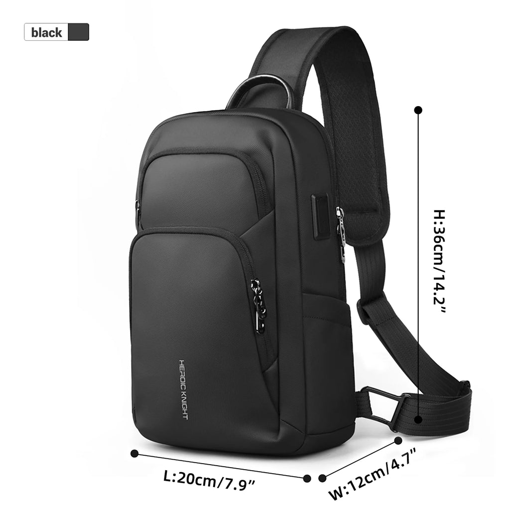 HK Waterproof Men's Shoulder Bag Fit 7.9" iPad Lightweight Crossbody Bag with USB Port Minimalist Phone Pouch for Daily Commute
