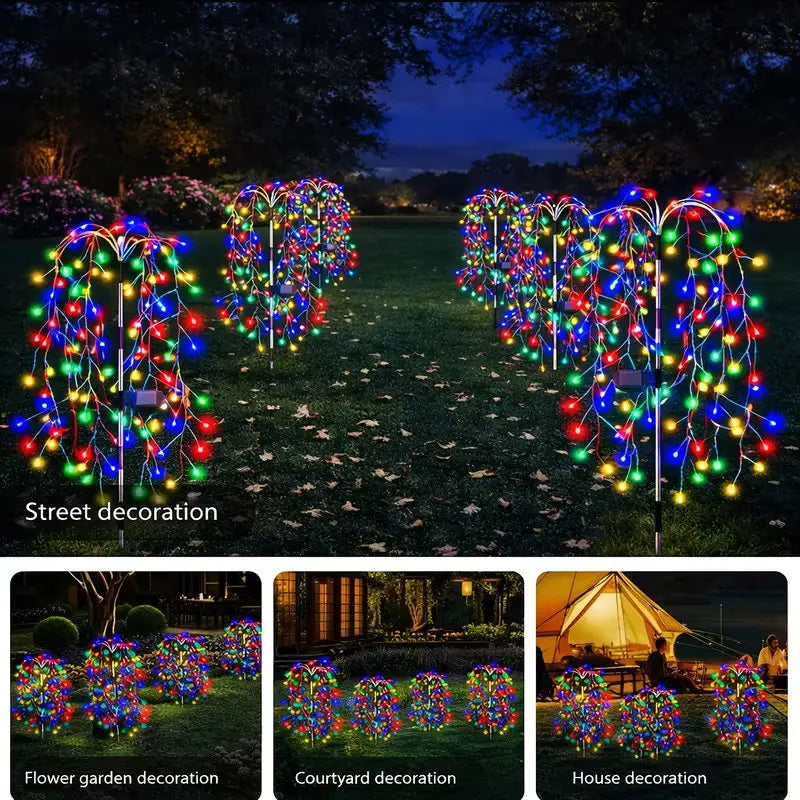 Solar Willow Lawn Lights Outdoor Waterproof for Courtyard Garden Terrace Balcony Wedding Festival Outside Decorative Lights