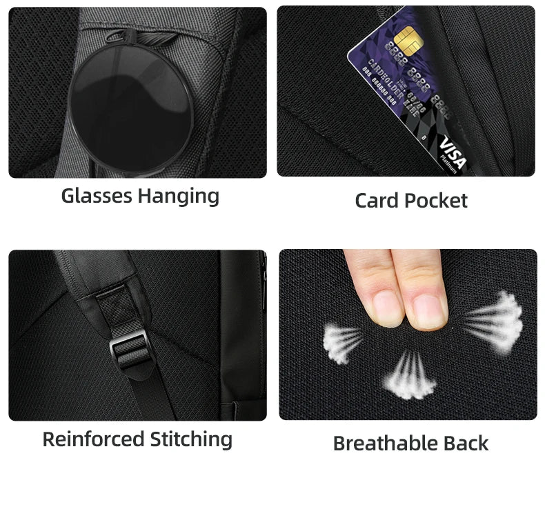 HK Stylish Business Backpack for Men Waterproof 15.6 inch Flap Laptop Backpack Multiple Pockets Casual Daypack for Work School