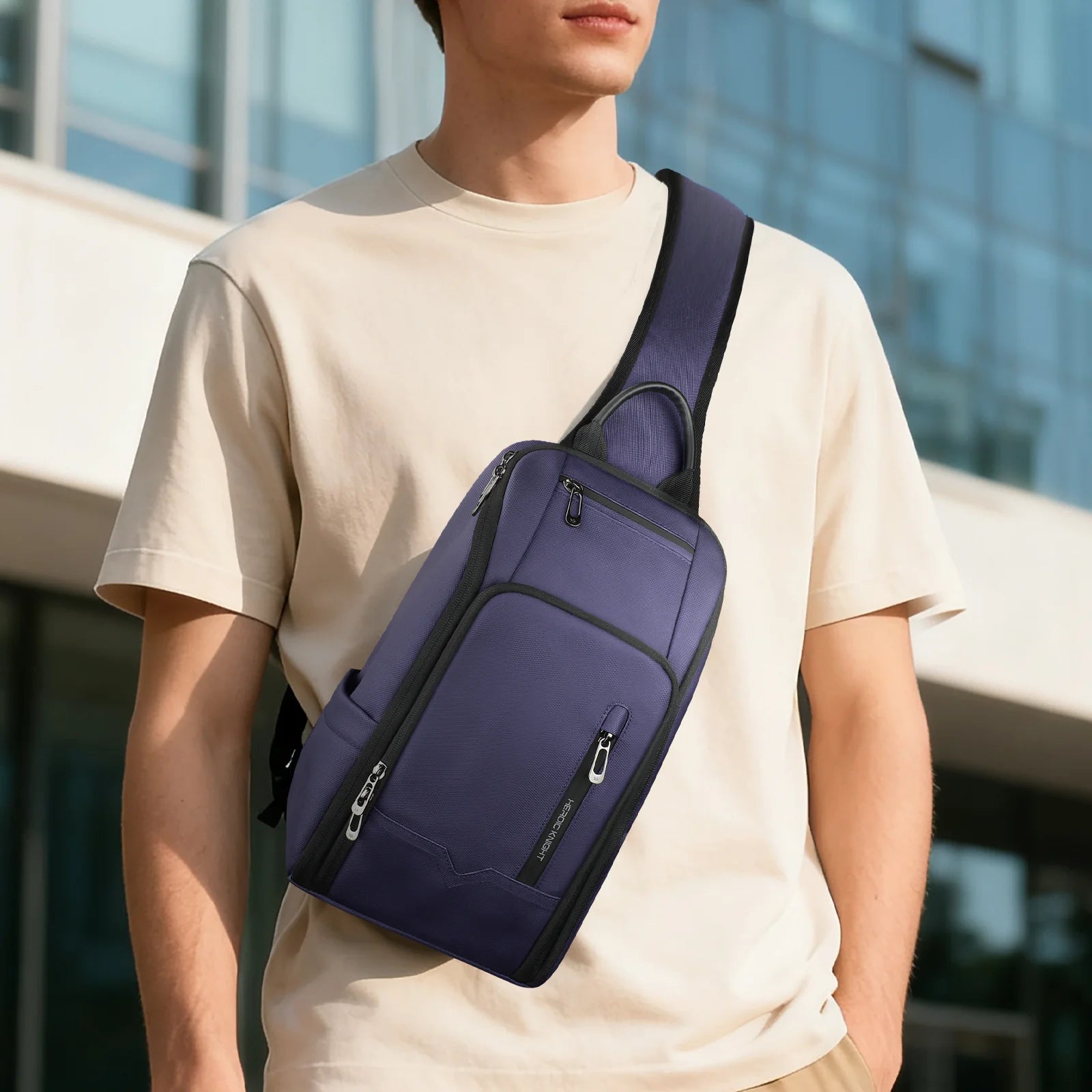 HK Minimalist Crossbody Bag Lightweight Men's Shoulder Bag With USB Port Anti-theft Business Bags for Man Waterproof Daily Pack