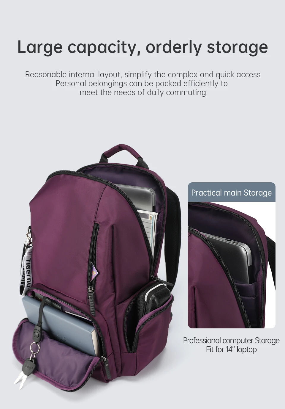 Tigernu Casual Backpack For Women 14 inch Laptop Bags For Women Lightweight Travel Backpack Female School Backpack Bags Knapsack