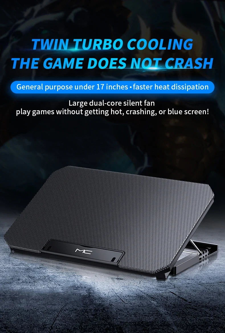 Q100 17inch Gaming Laptop Cooler Fan Led Screen Two USB Port 2600RPM Laptop Cooling Pad Notebook Stand For Laptop fan cooler