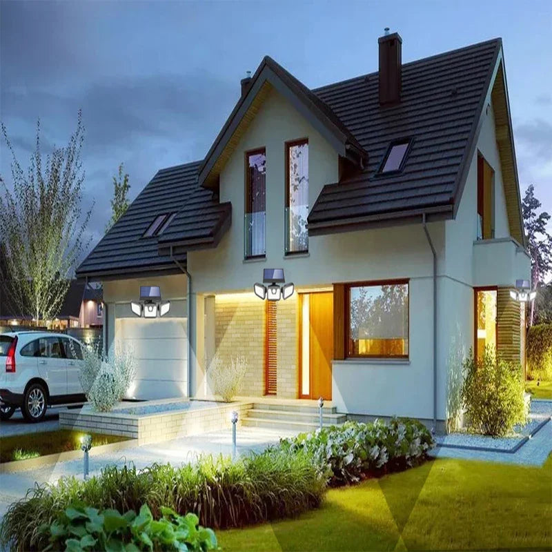 Solar Lights Outdoor Motion Sensor Human Induction Adjustable Head IP65 Waterproof Solar Power Wall Lamp