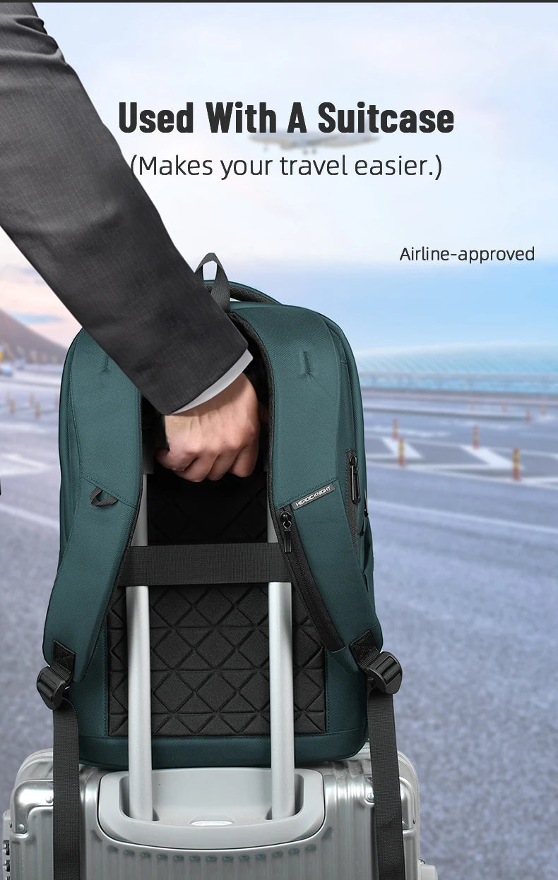 HK-Laptop Backpack Waterproof Embossed Oxford Fabric Large Capacity USB-Equipped Backpack for Commuting School and Business