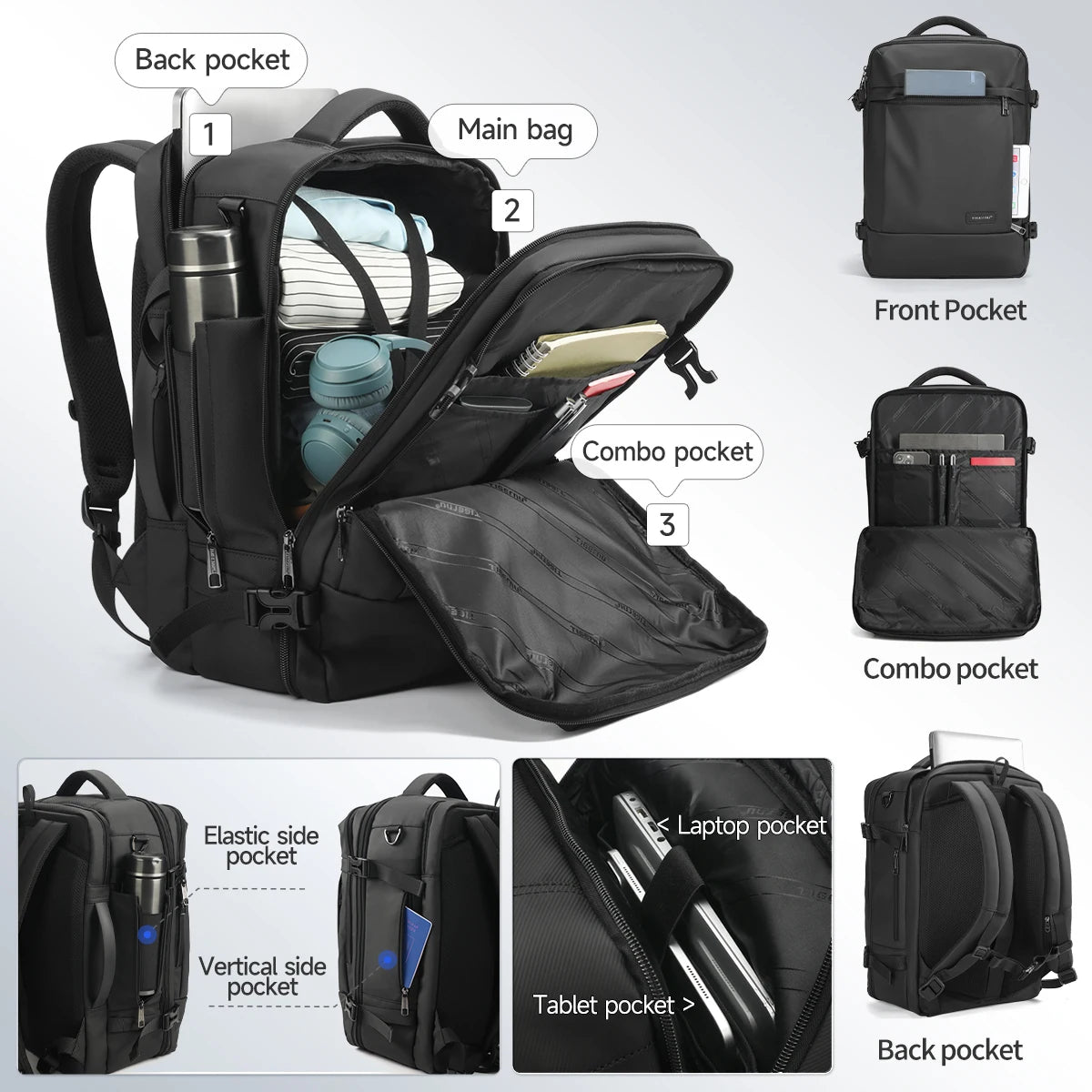 Tigernu Large Capacity Backpacks Men Waterproof Travel Backpacks Hiking Bag Laptop Backpacks For 14 15.6 Rucksack Male Knapsack