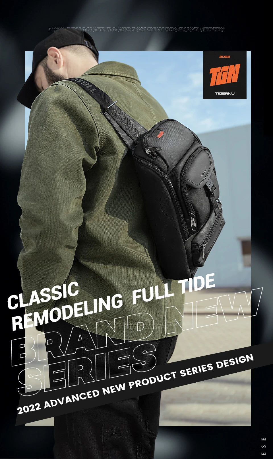 Tigernu Men Fashion Shoulder Bags For Men 9.7 11inch Ipad Bag Chest Pack Men Waterproof Large Capacity Crossbody Bags Mini Bags
