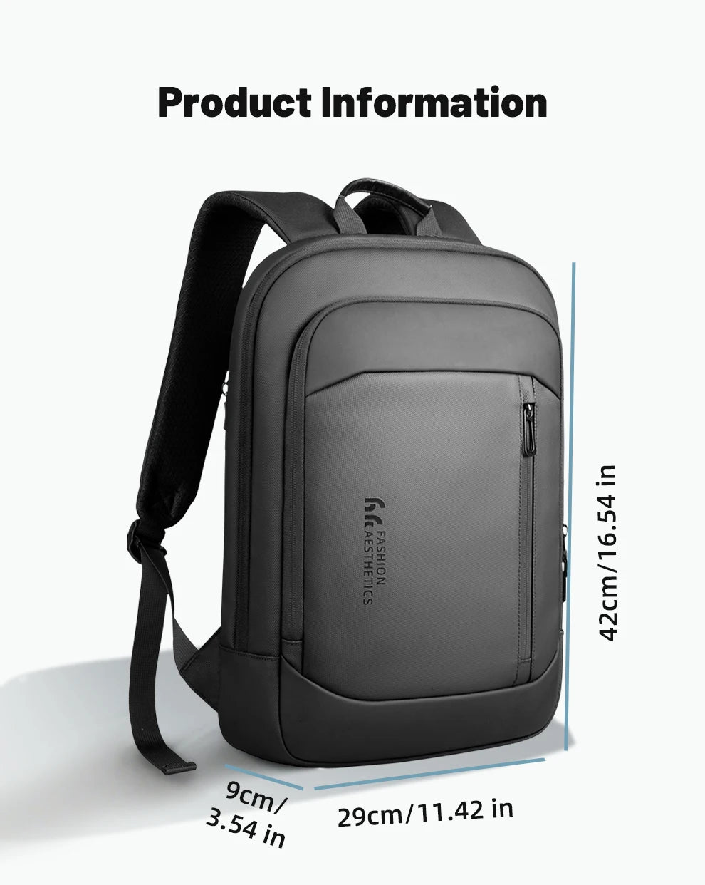 HK Slim 15.6" Laptop Backpack for Men Lightweight Business Backpack Anti-Theft Waterproof Travel School Men's Bag with USB Port