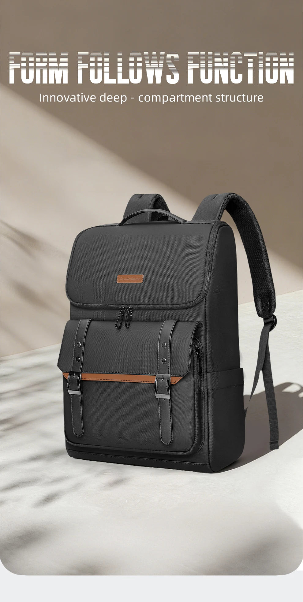 HK Vintage 17.3 inch Laptop Backpack Men Anti-theft Travel Backpack Waterproof Business Computer Bag Daily College Daypack Male