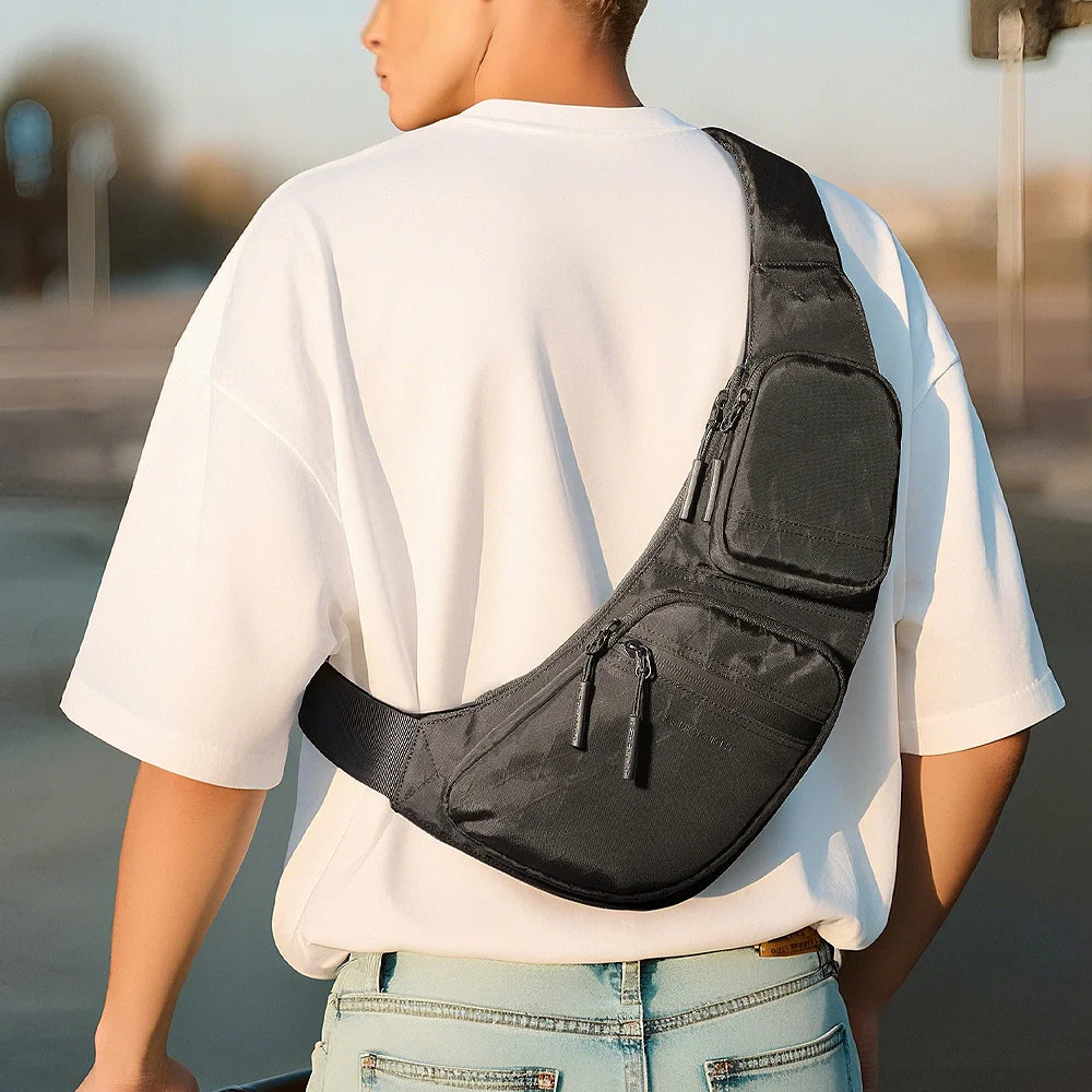 HK Waterproof Men's Shoulder Bag X-Pac Fabric Crossbody Chest Bag Phone Pouch Outdoor Travel Sling Pack Hiking Cycling Side Bags