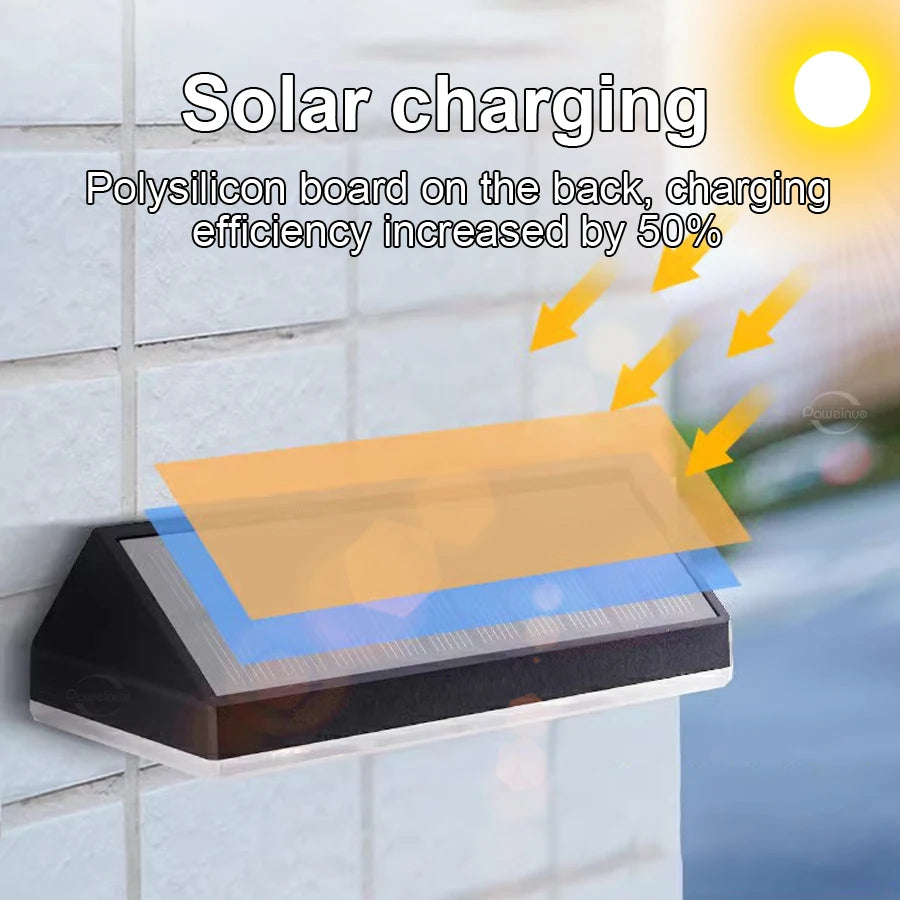 Solar Fence Lights Pathway Step Lights Outdoor Wall Lights Waterproof Decor Lamp for Garden Porch RGB and Warm White LED Solar
