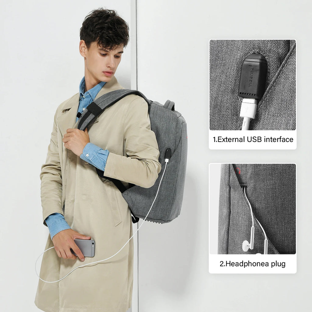 Tigernu Men Anti Theft Backpack 15.6inch Laptop Backpack Bags With USB Port Travel Bags Male Mochila Casual Schoolbags Knapsack