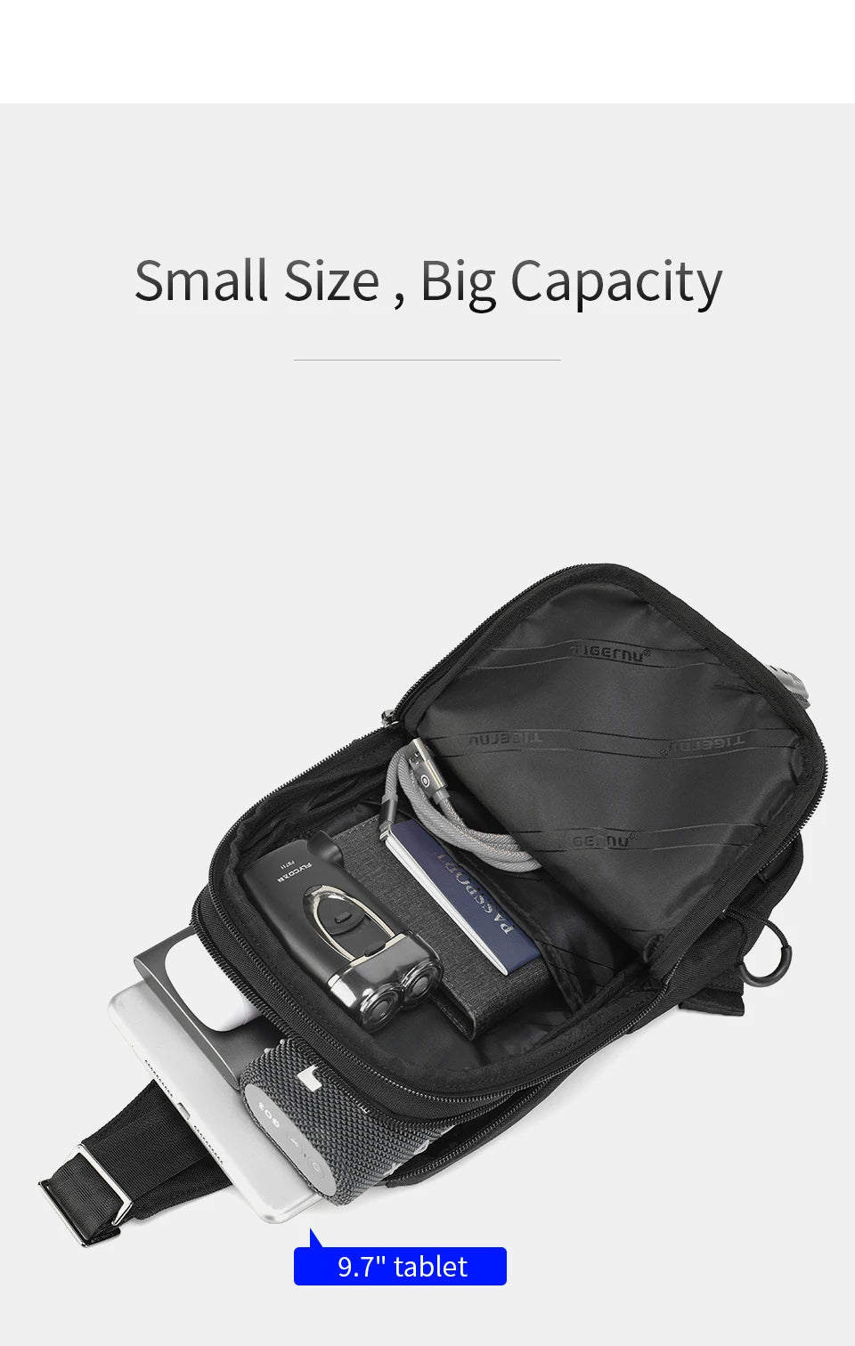 Tigernu Chestbag For Men 9.7inch Ipad Bags Casual Shoulder Bag Male Crossbody Bag Sling Bag For Boy Mini Bolsa Escolar Chest Bag