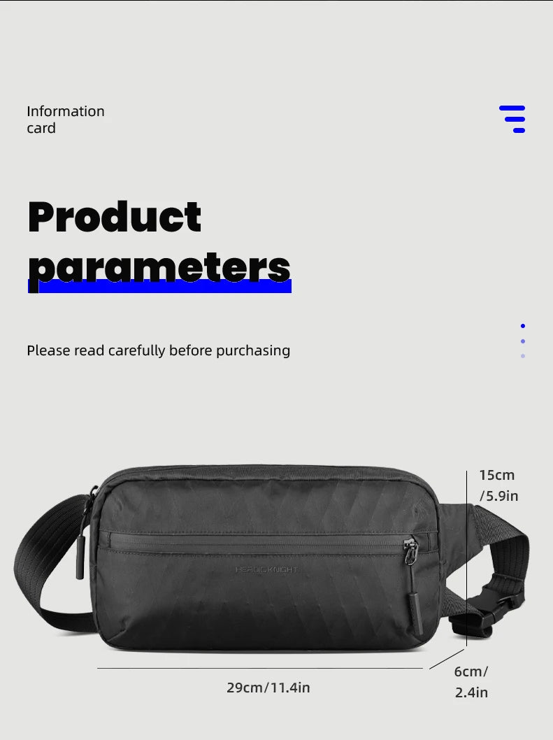 HK Sling Bag for Men X-Pac Fabric Crossbody Bag Small Men's Shoulder Bag Waterproof Chest Bag Ultra-light Fanny Pack Phone Pouch
