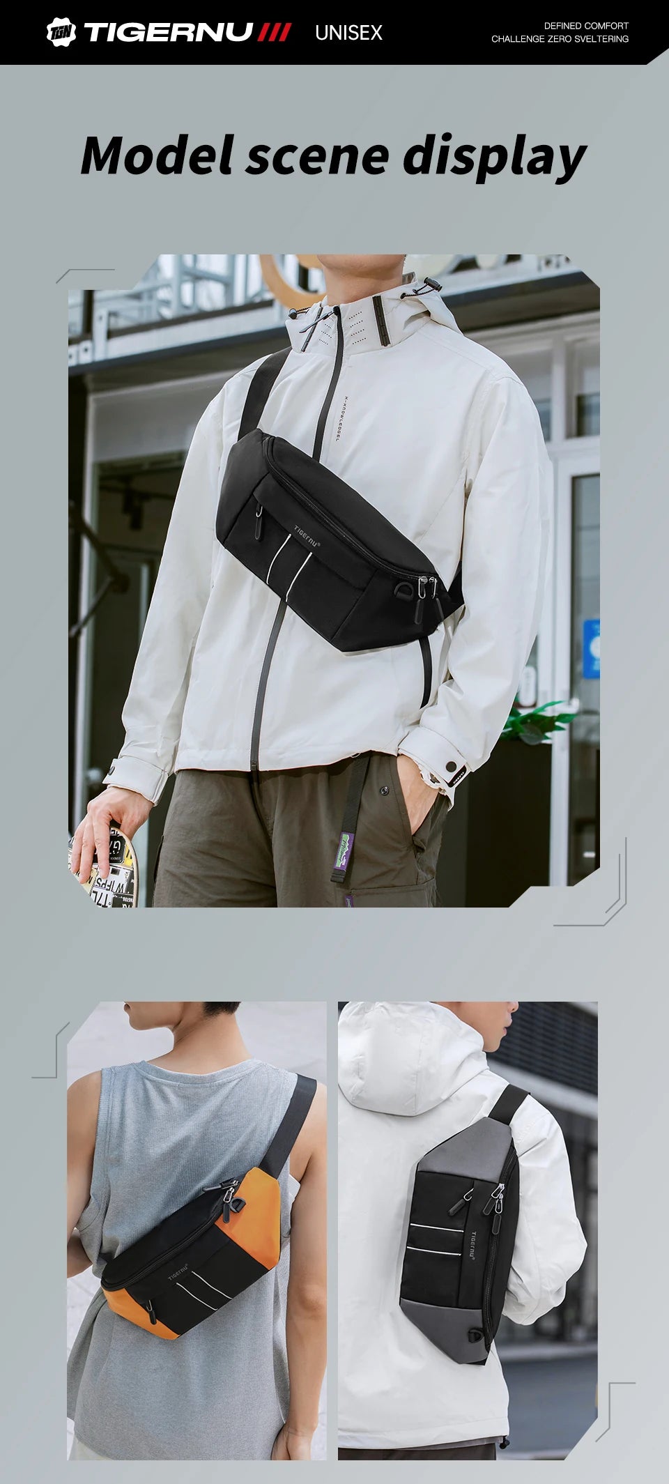 Tigernu Chest Bag For Men Fashion Shoulder Bag Multi-colors Bags Male Sling Bag Crossbody For Women Messenger Bags Boy Mini Bags