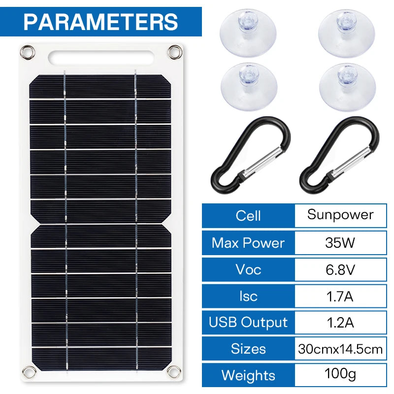5V 35W Sunpower Portable Solar Panel With USB Safe Stabilize Charger For Phone Power Bank Outdoor Camping Home RV Gift Use