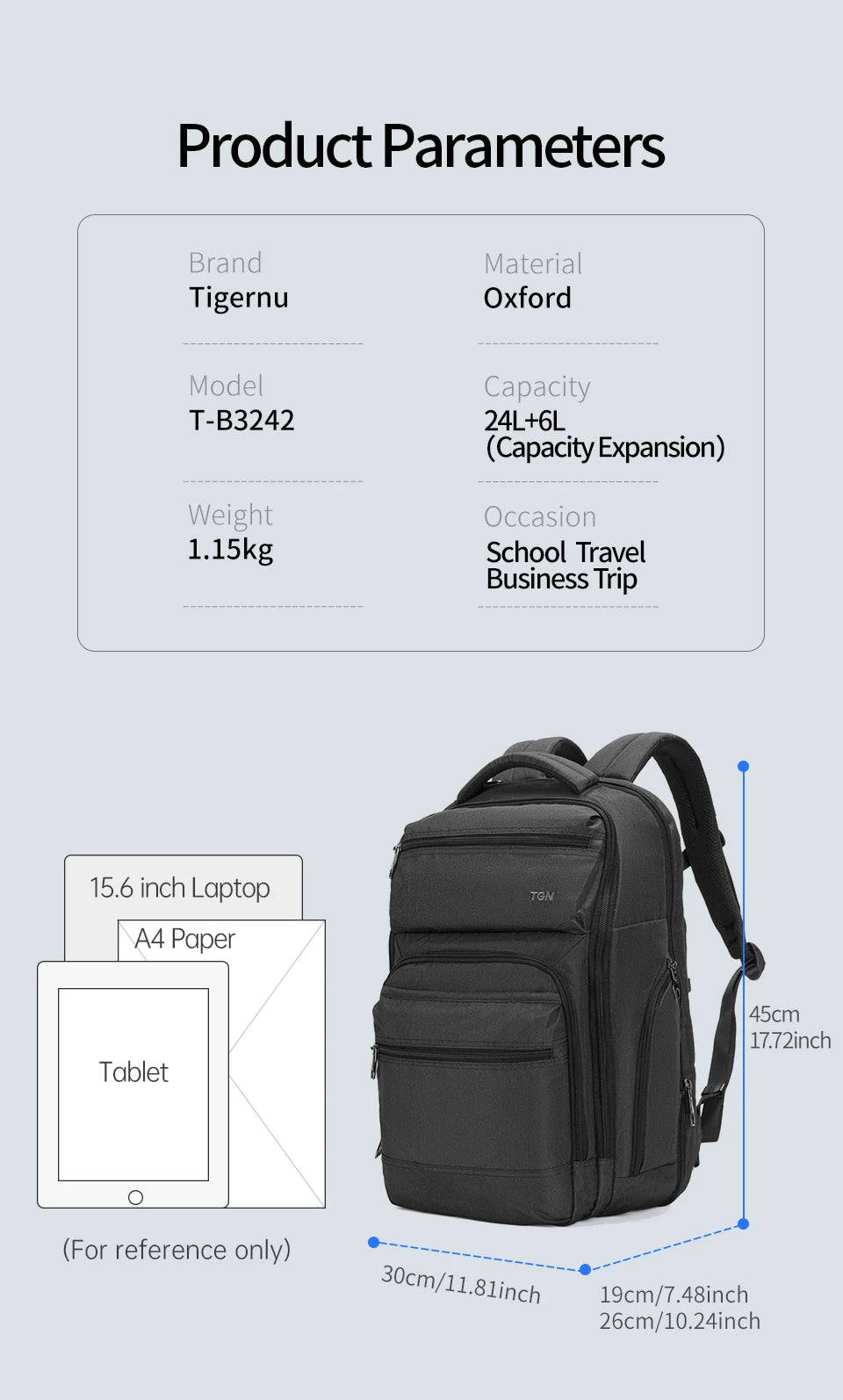 Tigernu Anti Theft Men Backpacks USB Charger Mochila 15.6inch Laptop Backpack Travel Backpacks Casual College Schoolbag Knapsack