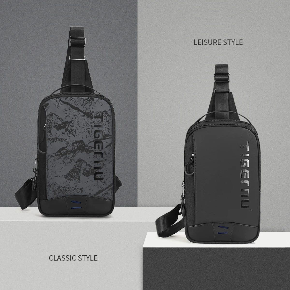 Tigernu Chest Bags For Men Cool Style Men Shoulder Bag 9.7inch IPad Bag Casual Male Crossbody Bag Lightweigt Mini Bags Messenger