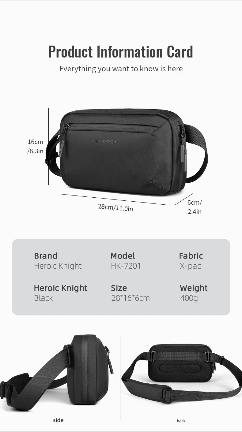 HK Ultra-light Crossbody Sling Bag Man Waterproof X-Pac Fabric Men's Shoulder Bag Outdoor Travel Phone Pouch for Hiking Trekking