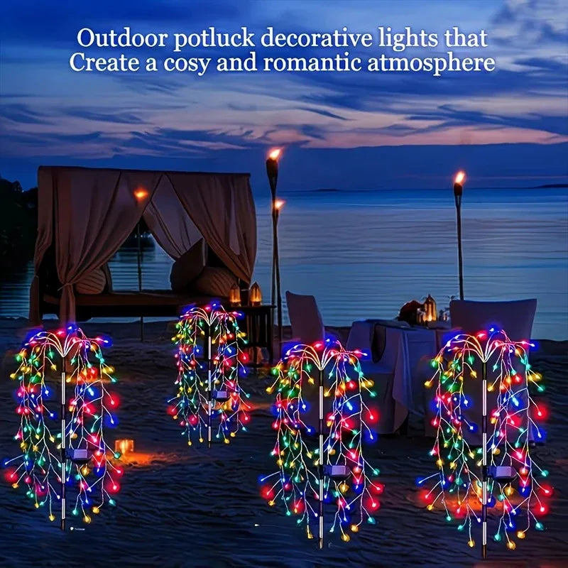Solar Willow Lawn Lights Outdoor Waterproof for Courtyard Garden Terrace Balcony Wedding Festival Outside Decorative Lights