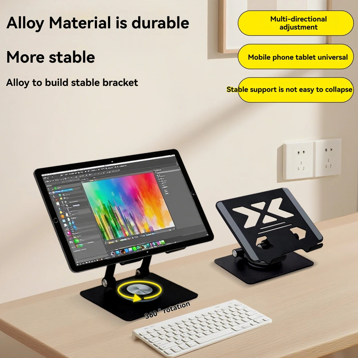 P2029 Tablet Computer Bracket 12.9-inch Aluminum Alloy Metal 360° Rotating Lifting Lazy Desktop Mobile Phone Support Bracket