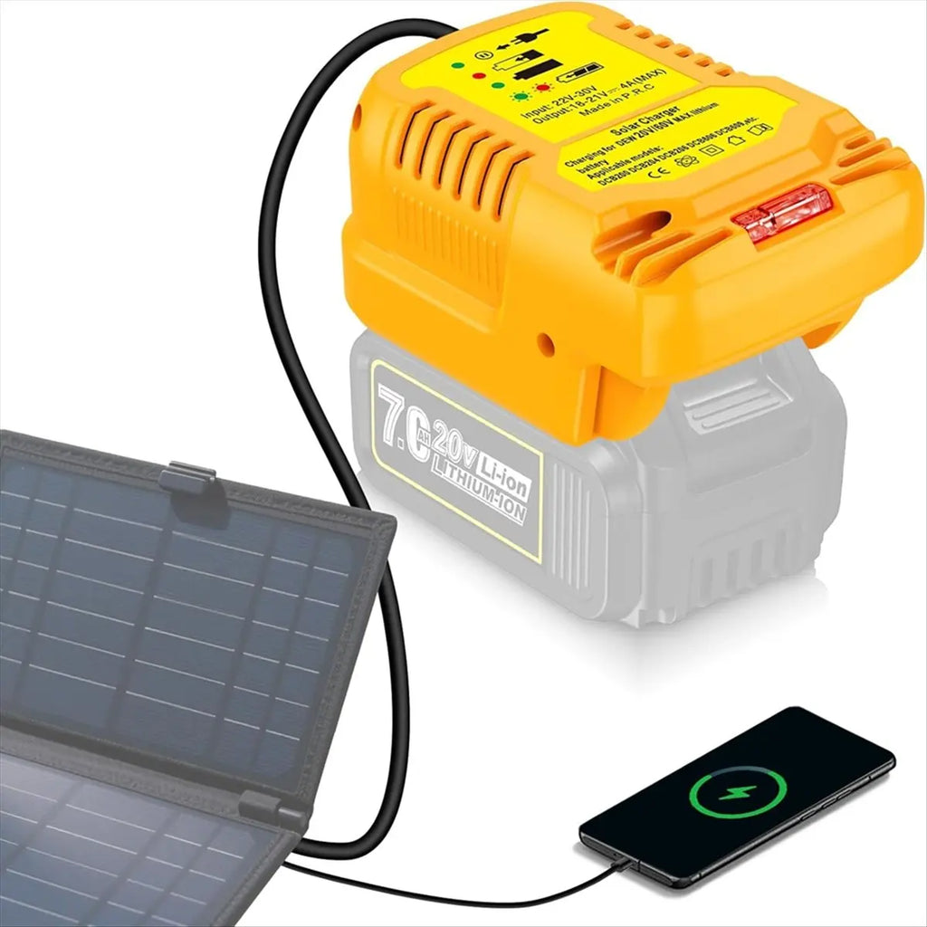 Solar Charger Adapter for Dewalt 20V/60V Battery,Portable,Outdoor Work,Camping