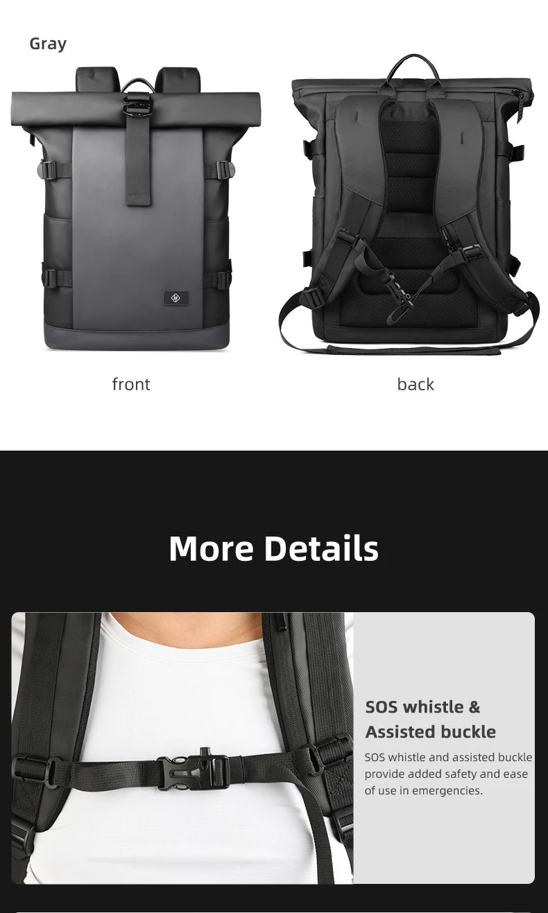 HK Expandable Travel Backpack for Men Large Capacity Hiking Rucksack Waterproof 17 inch Laptop Backpack Men's School Bag Daypack