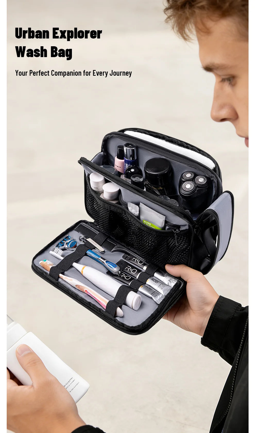 HK Portable Wash Pouch Waterproof Travel Toiletry Bag for Men Women Gym Essentials Cosmetic Makeup Organizer Case Beauty Handbag