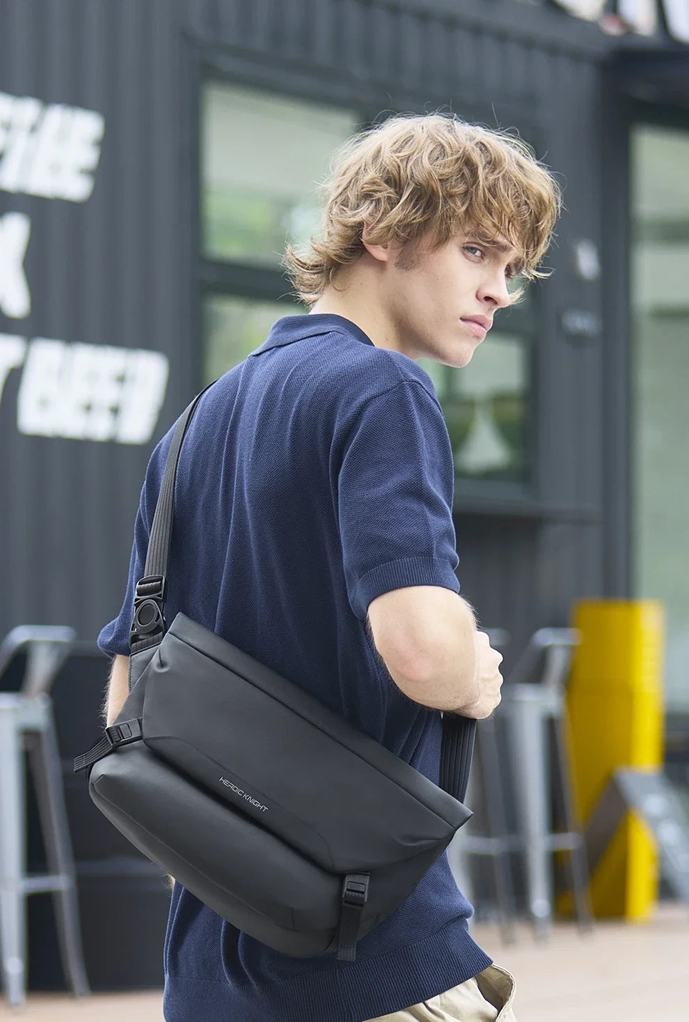 HK Minimalist Crossbody Bag for Men Waterproof Shoulder Messenger Bag Lightweight Sling Pack Casual Travel Chest Bag Shool Bag