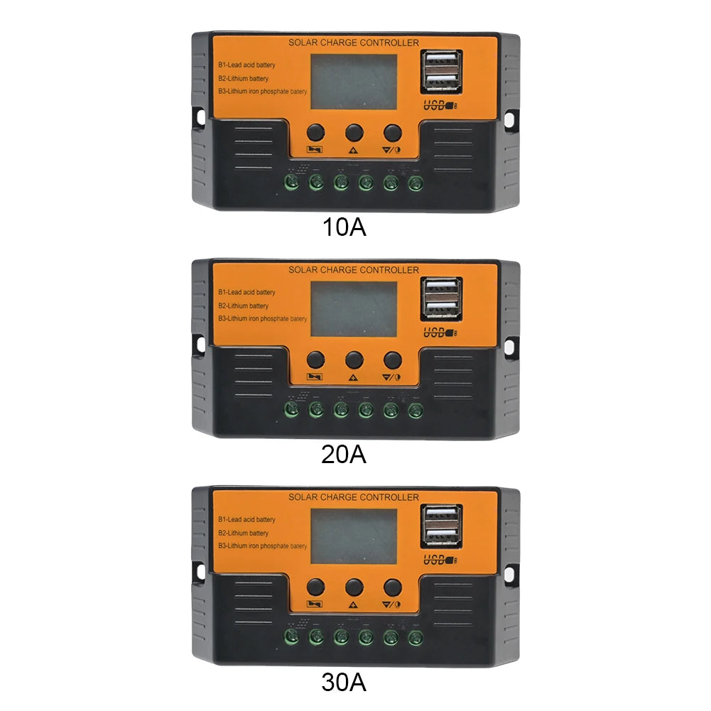 Solar Regulator 12V/24V 30A 20A 10A Solar Charge Controller Battery Charger LCD Display Dual Output USB 5V Solar Panel Controlle