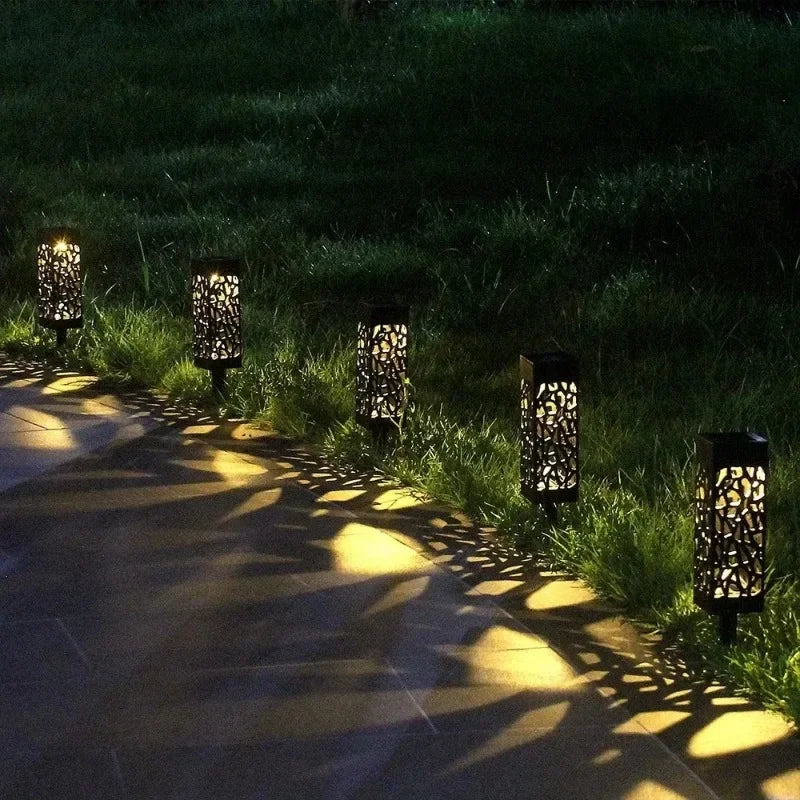 Solar Lawn Lights Outdoor Waterproof Garden Decoration LED Hollow Openwork Projection Light Yard Balcony Path Retro Night Lamp