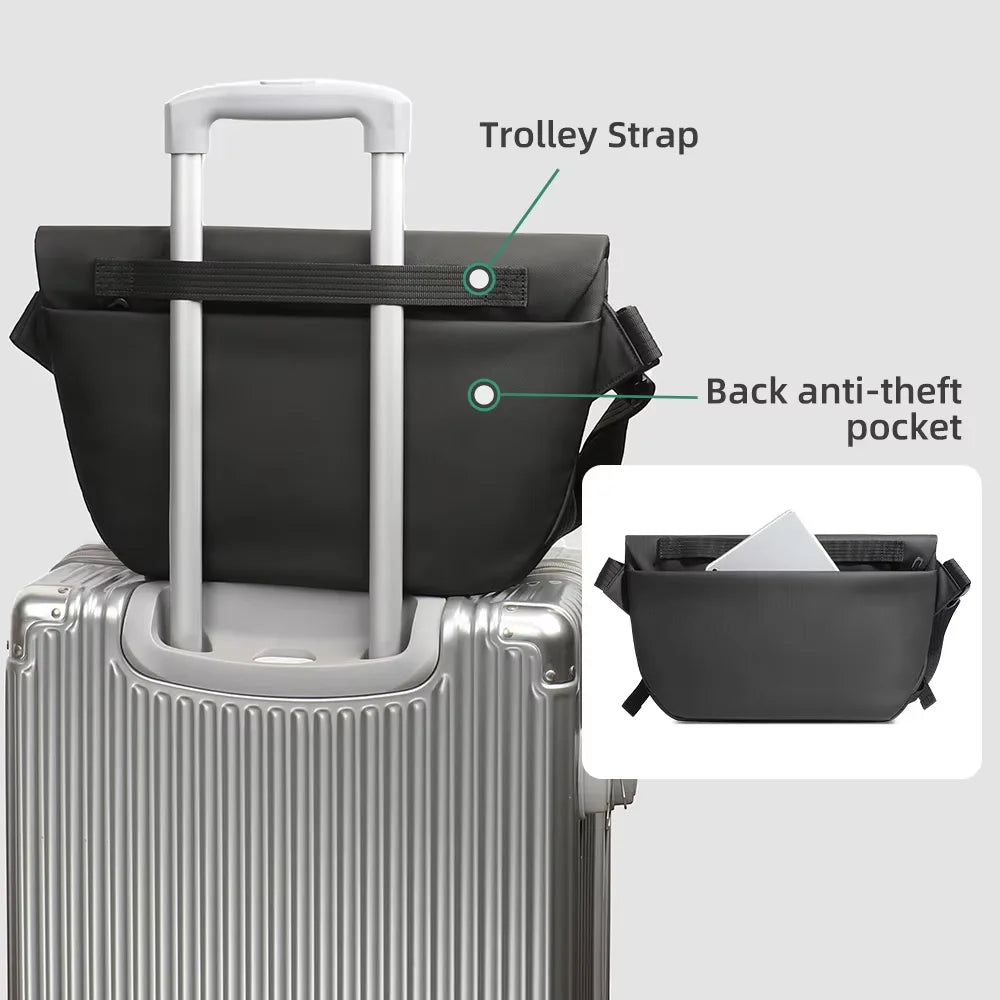HK Minimalist Crossbody Bag for Men Waterproof Shoulder Messenger Bag Lightweight Sling Pack Casual Travel Chest Bag Shool Bag