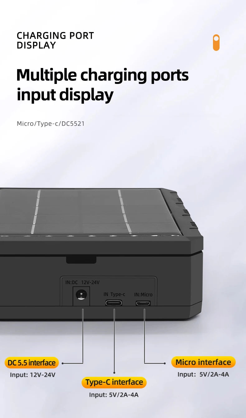 Solar Lithium Battery Smart Charger Type-C USB Four-Slot Multi-Function Outdoor Charger for 3.7V 18650/26650/21700 Batteries