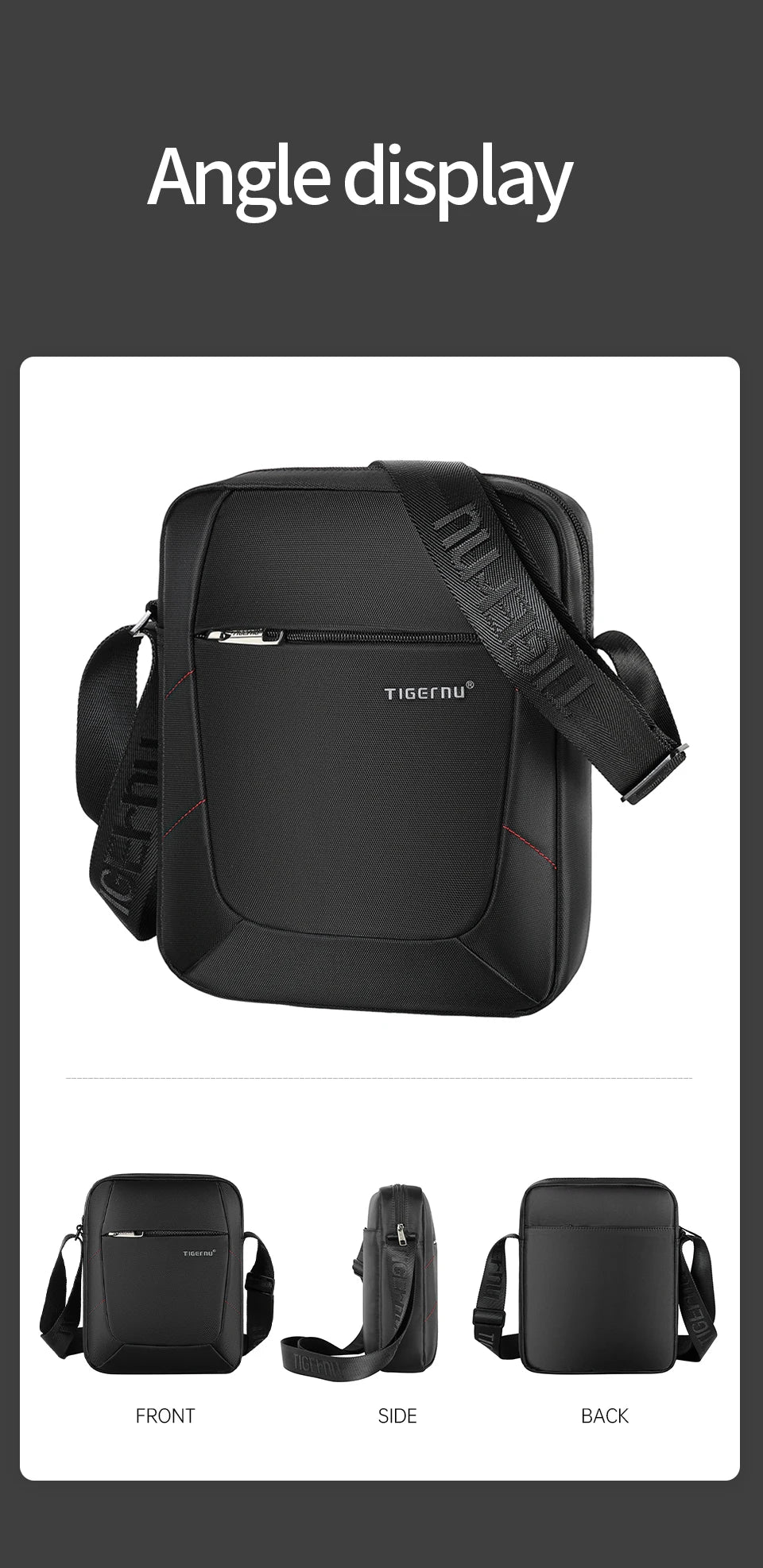 Tigernu Shoulder Bags For Men Business Messenger Bag 10inch Ipad Bags Male Crossbody Bags Handbag Casual Travel Bags Sling Pack
