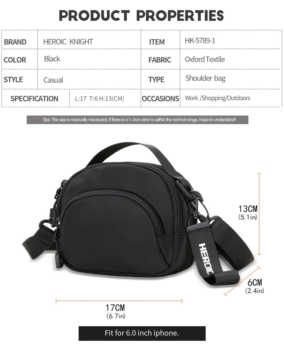 HK Lightweight Crossbody Bags for Men Waterproof Shoulder Chest Bag Casual Daily Messenger Bag Small Phone Pouch Wallet Handbag