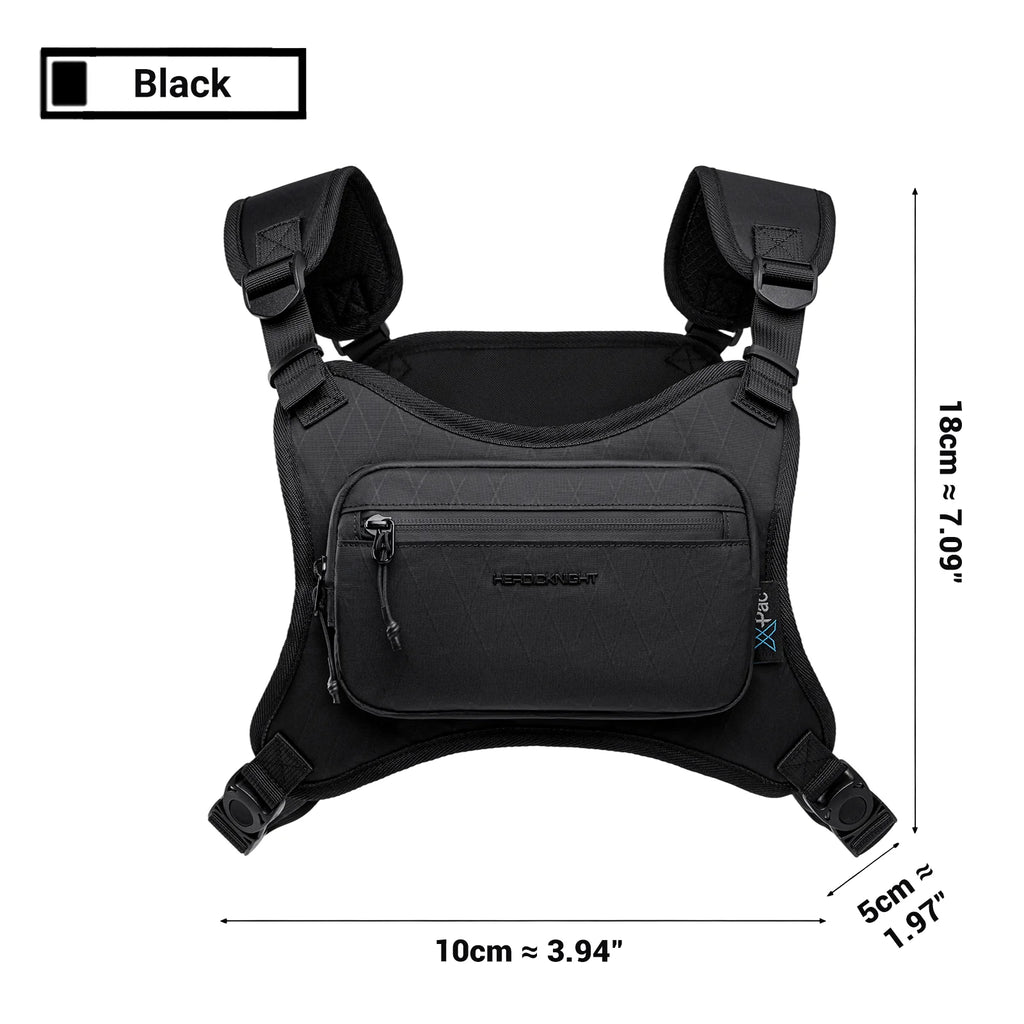 HK Outdoor Chest Bag Unisex Running Cycling Chest Pack Workouts Sports Chest Rig Pack for Men and Women Waterproof X-PAC Fabric