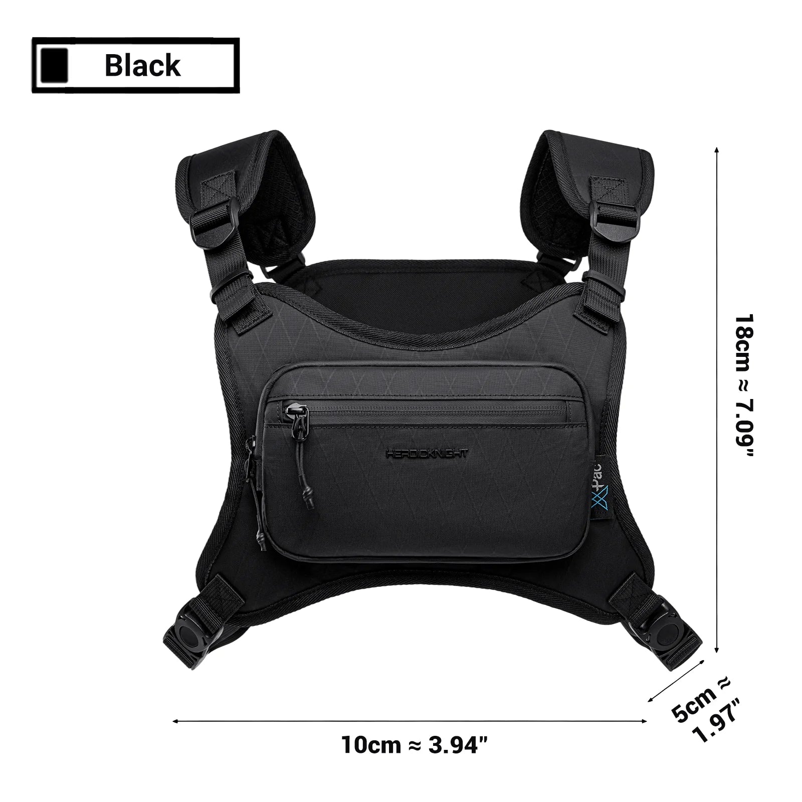 HK Outdoor Chest Bag Unisex Running Cycling Chest Pack Workouts Sports Chest Rig Pack for Men and Women Waterproof X-PAC Fabric
