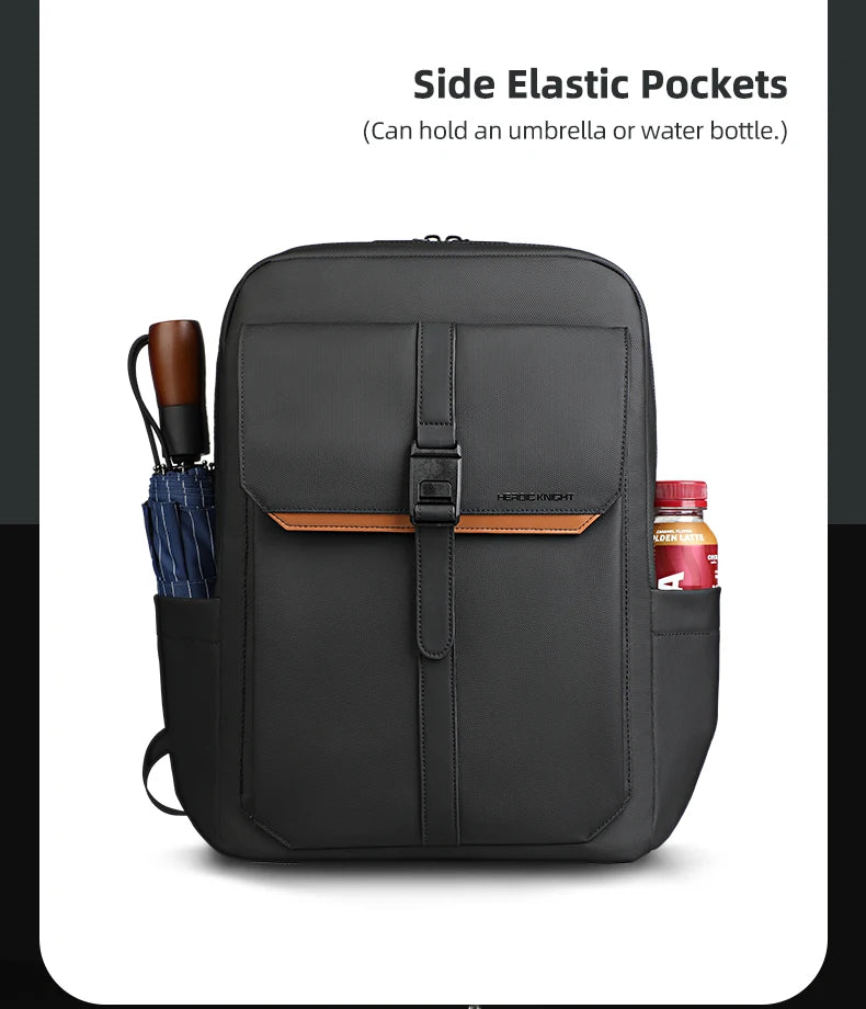 HK Stylish Business Backpack for Men Waterproof 15.6 inch Flap Laptop Backpack Multiple Pockets Casual Daypack for Work School